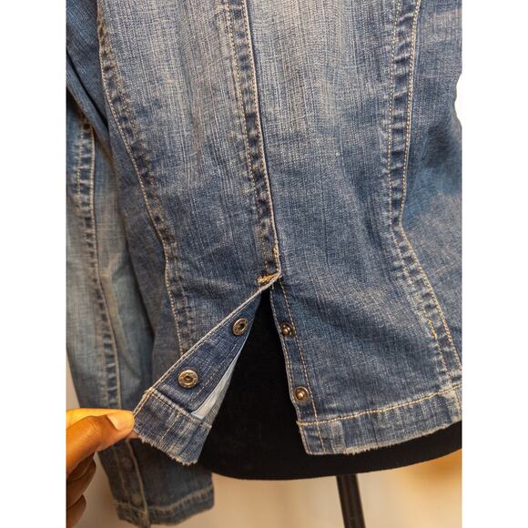 Vintage Y2K Hydraulic Denim Button Blazer Jacket Medium - Picture 6 of 9